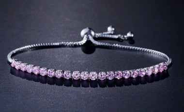 Minimalist Crystal Bracelet - Unisex Adjustable Design with Zircon Inlay in Heart and Circle Styles, Multiple Colors Available