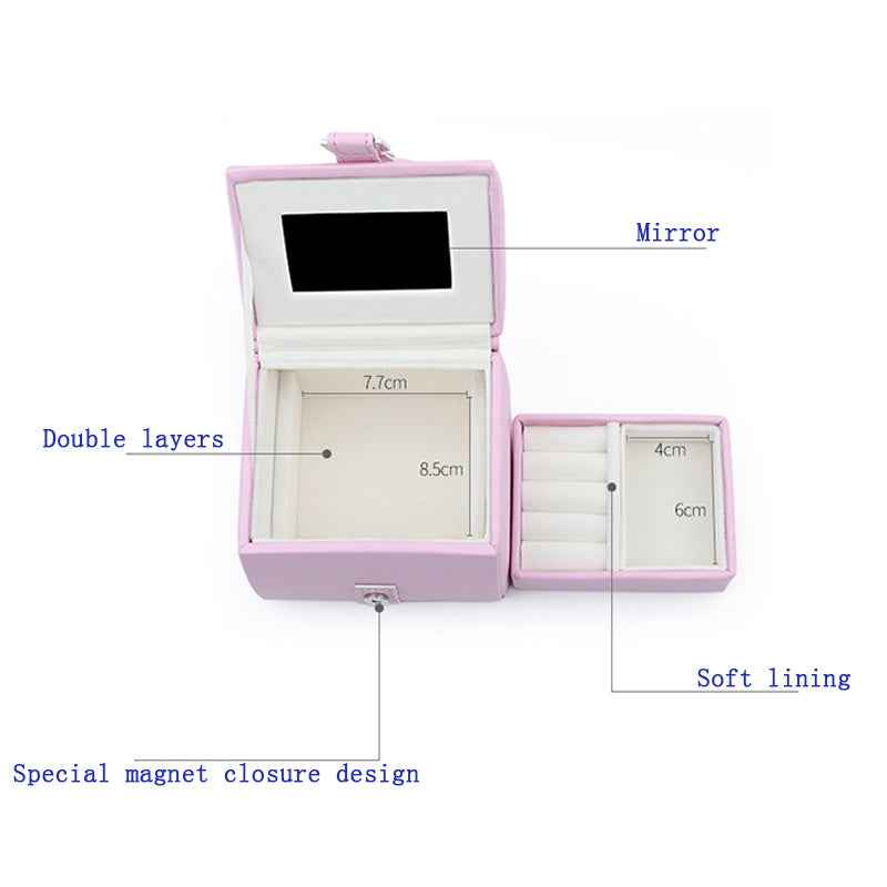 Mini Leather Jewelry Box – Travel Case Organizer in Mint Green, Pink, Orange | Compact Gift for Women