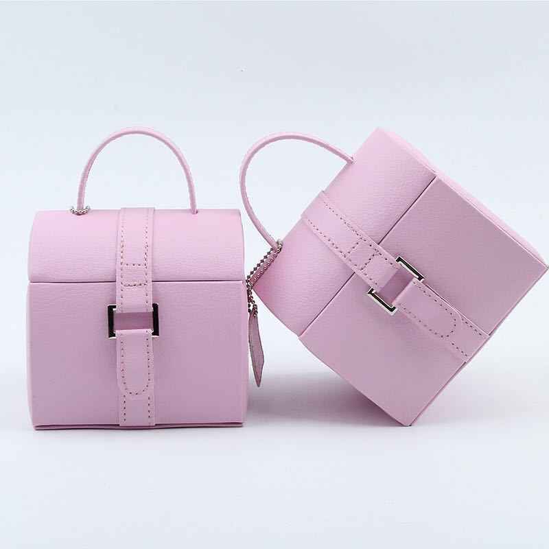 Mini Leather Jewelry Box – Travel Case Organizer in Mint Green, Pink, Orange | Compact Gift for Women