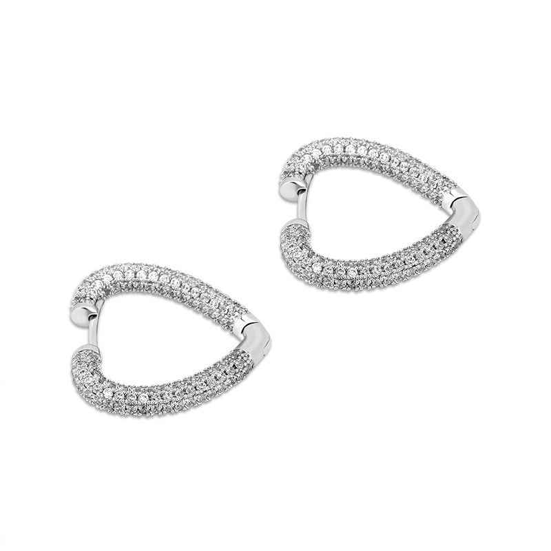 Hip-Hop Unisex Earrings - 18K Gold or White Gold-Plated Copper with AAA Cubic Zirconia in Black, Gold, and White Gold