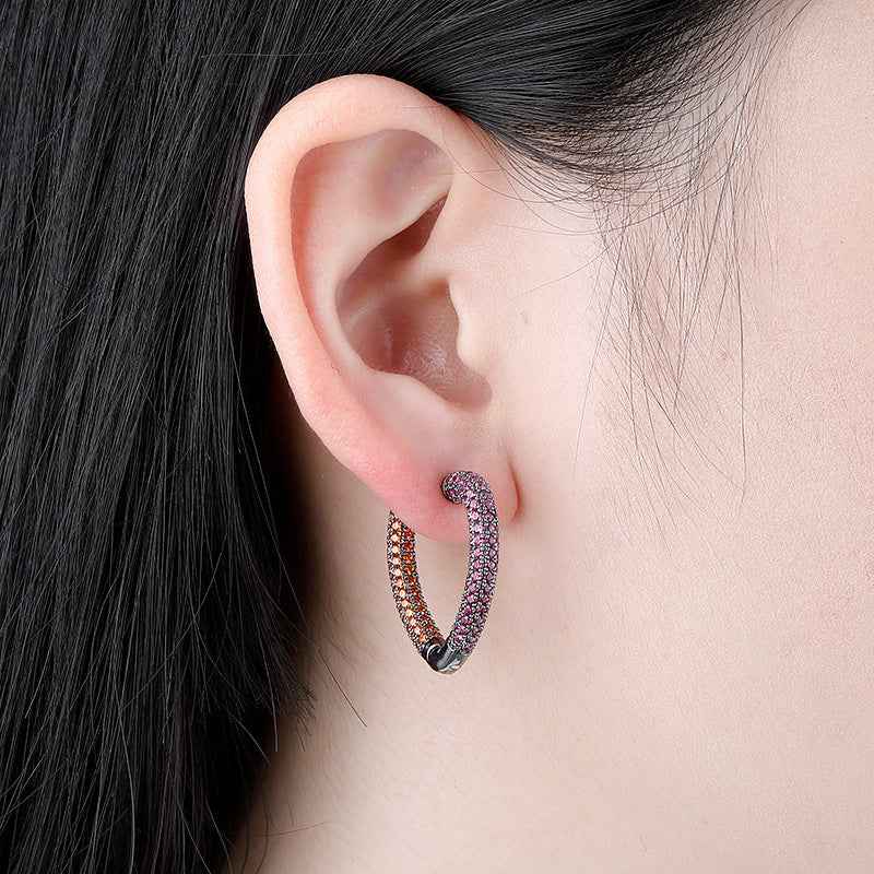 Hip-Hop Unisex Earrings - 18K Gold or White Gold-Plated Copper with AAA Cubic Zirconia in Black, Gold, and White Gold