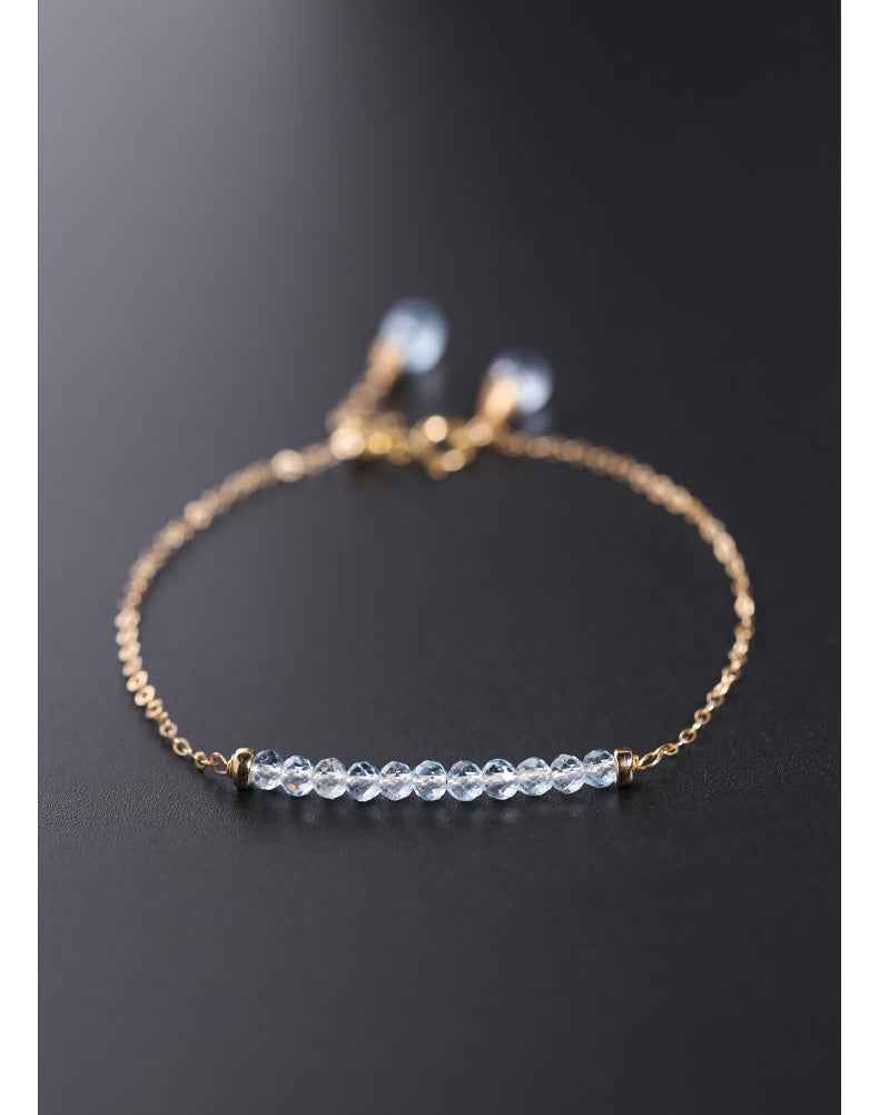 14K Gold Sky Blue Topaz Bracelet - Adjustable Premium Gemstone Jewelry for Elegance