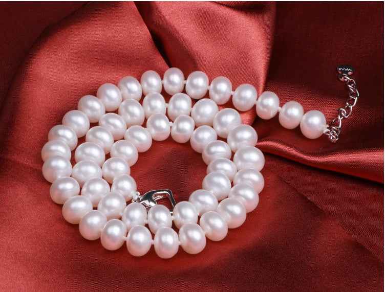 Classic Freshwater Pearl Necklace - 9-10mm Oblate Beads, Adjustable Long Strand, Ideal Elegant Gift