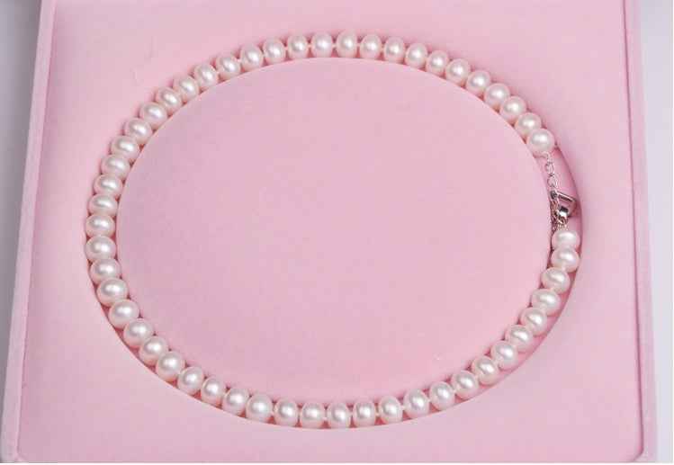 Classic Freshwater Pearl Necklace - 9-10mm Oblate Beads, Adjustable Long Strand, Ideal Elegant Gift