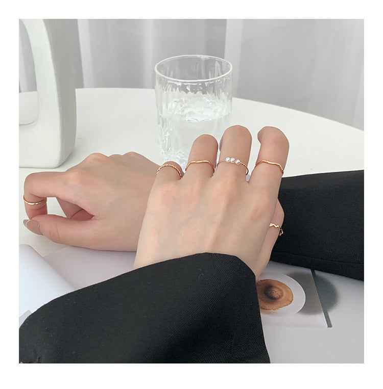 5-Piece Gold and Silver Stacking Rings Set – Adjustable Fashionable Women's Rings