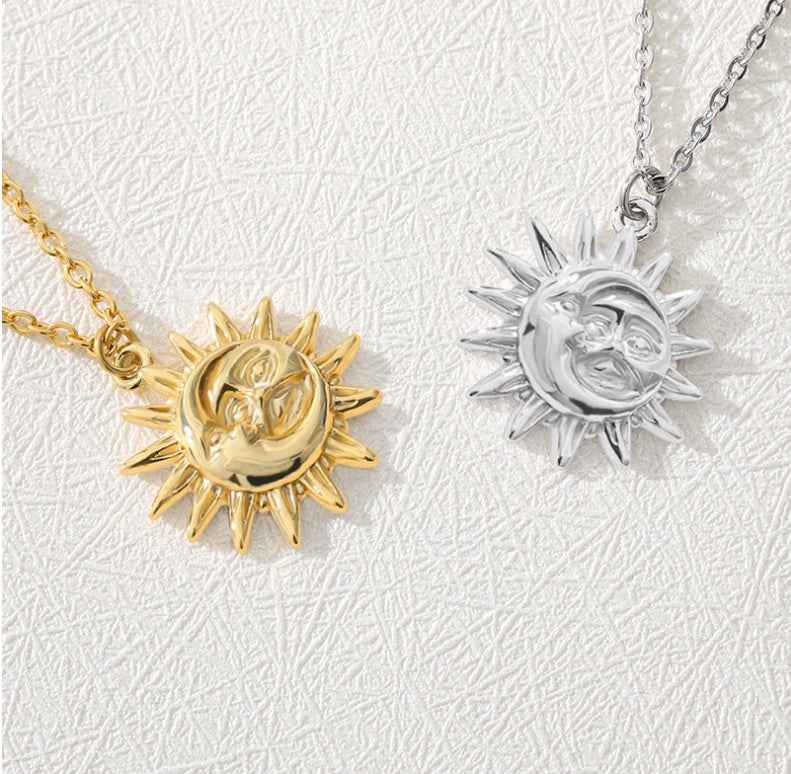 18k Gold Plated Sun Moon Pendant for Elegant Jewelry Lovers