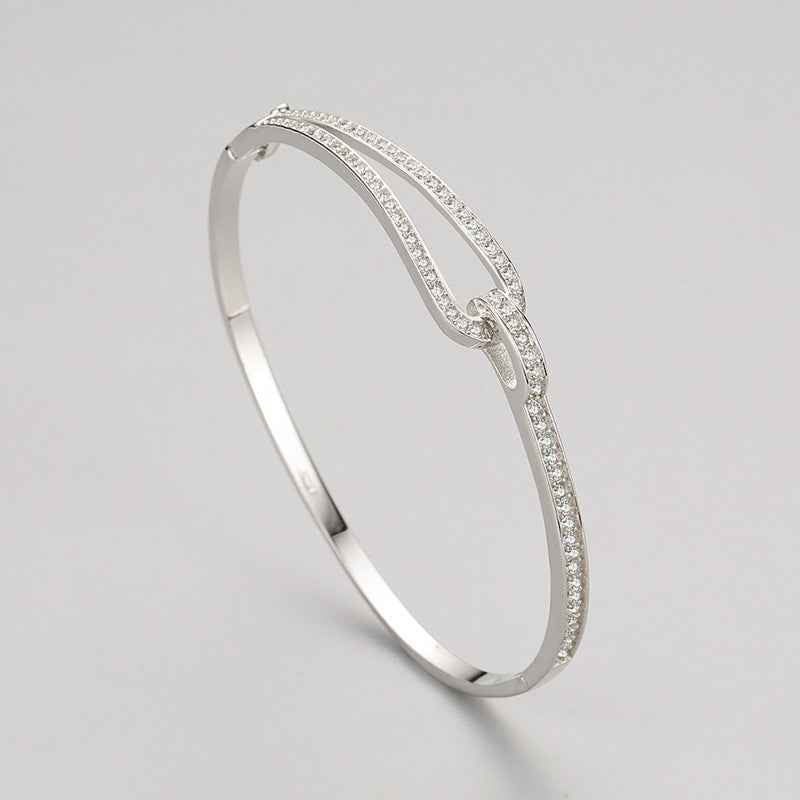 Geometric Diamond Bracelet - S925 Sterling Silver Micro-Inlay in Three Lengths