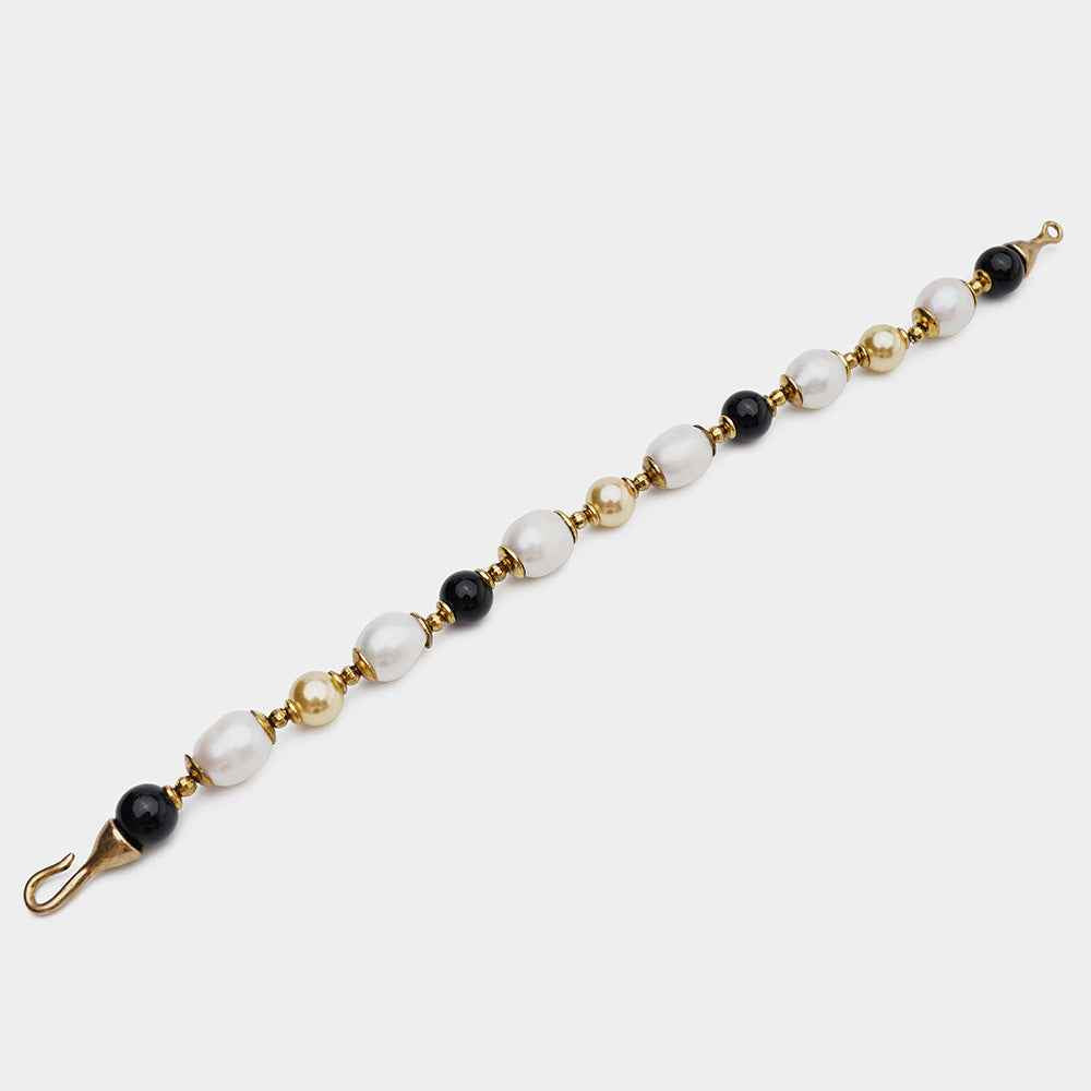 European Retro Agate Pearl Bracelet - Vintage Geometric Design in Multiple Lengths