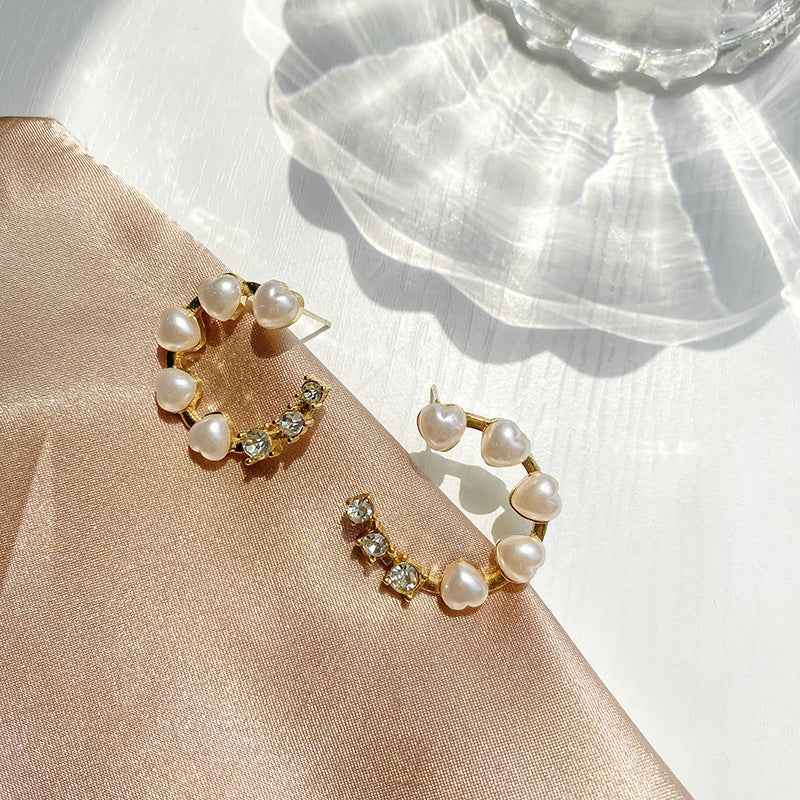 Natural Pearl Wave Drop Earrings in 925 Sterling Silver with Frosted Finish and Modern Design