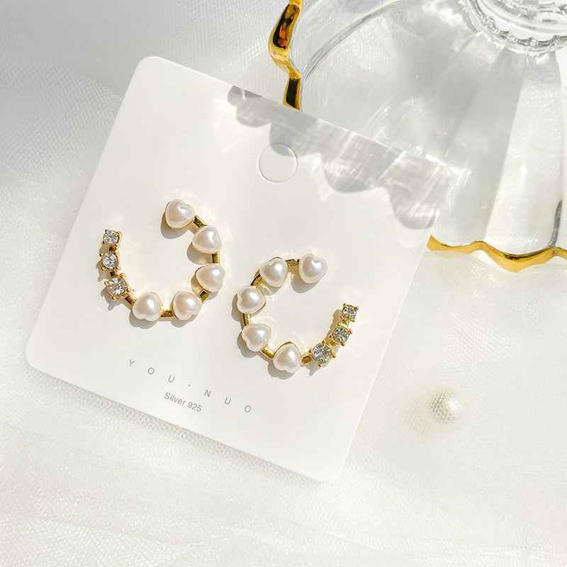 Natural Pearl Wave Drop Earrings in 925 Sterling Silver with Frosted Finish and Modern Design