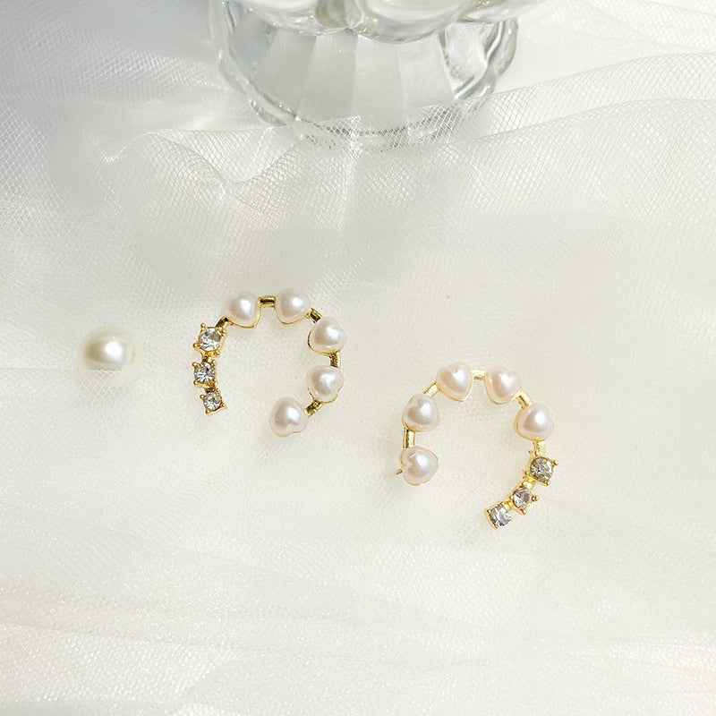 Natural Pearl Wave Drop Earrings in 925 Sterling Silver with Frosted Finish and Modern Design