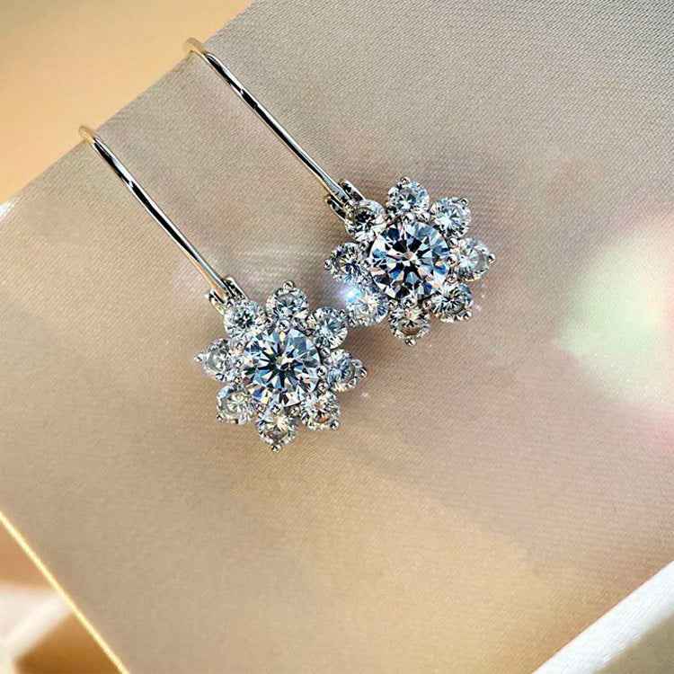 Sunflower Stud Earrings in S925 Sterling Silver with 0.60ct Simulated Gemstones