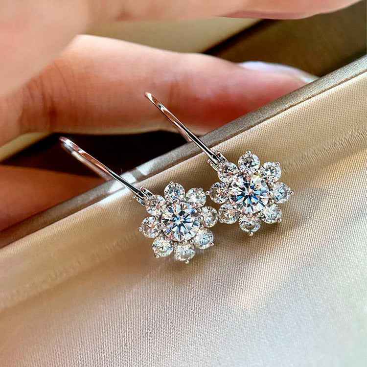 Sunflower Stud Earrings in S925 Sterling Silver with 0.60ct Simulated Gemstones