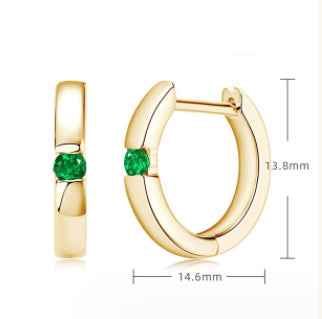 Geometric Emerald Earrings – Modern Gold-Plated 925 Sterling Silver Jewelry for Women