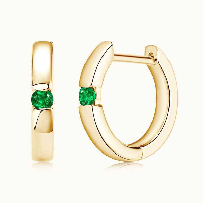 Geometric Emerald Earrings – Modern Gold-Plated 925 Sterling Silver Jewelry for Women