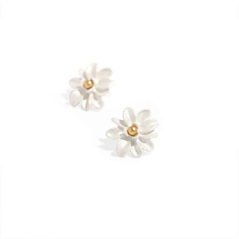 Magnolia Flower Earrings - Retro French Style Alloy Studs and Ear Clips