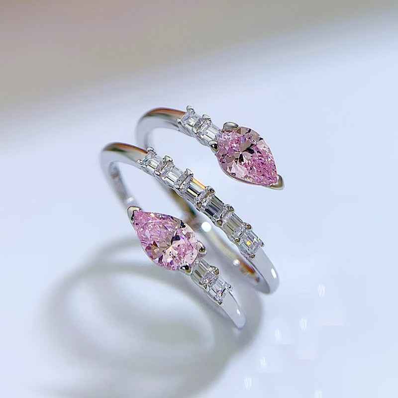 All-Matching Geometric Gemstone Ring - Adjustable 925 Sterling Silver Open Band for Women in European & American Fashion