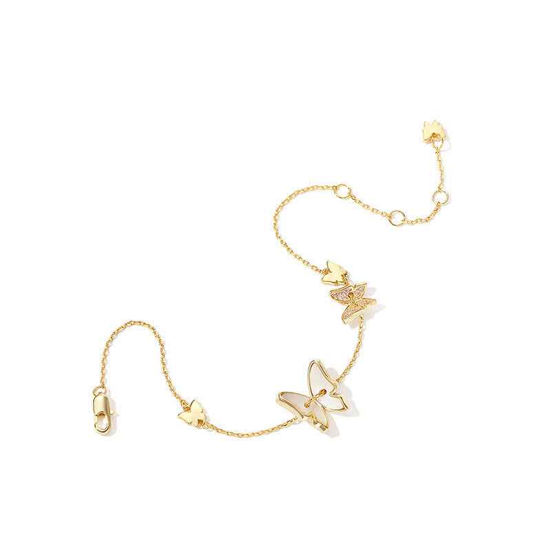 White Butterfly Sterling Silver Bracelet - Adjustable Minimalist Designer Gift