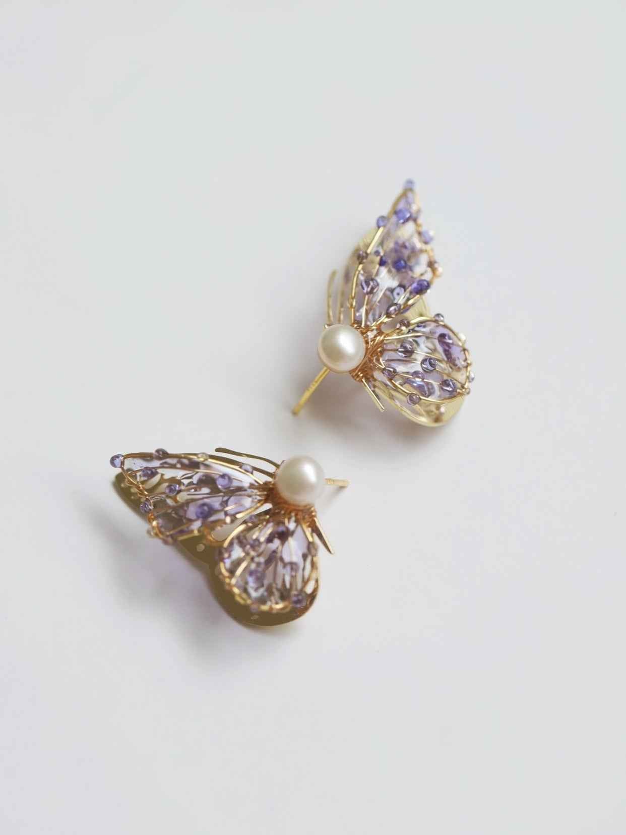 Butterfly Lady Earrings - Vibrant Alloy with Silver or Gold-Plated Options in Multiple Colors & Styles (Studs, Ear Clips, Singles)