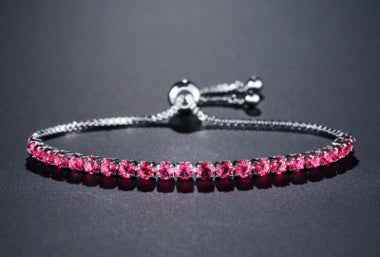 Minimalist Crystal Bracelet - Unisex Adjustable Design with Zircon Inlay in Heart and Circle Styles, Multiple Colors Available