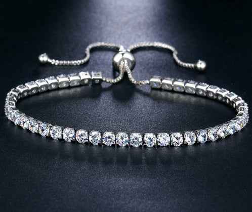 Minimalist Crystal Bracelet - Unisex Adjustable Design with Zircon Inlay in Heart and Circle Styles, Multiple Colors Available