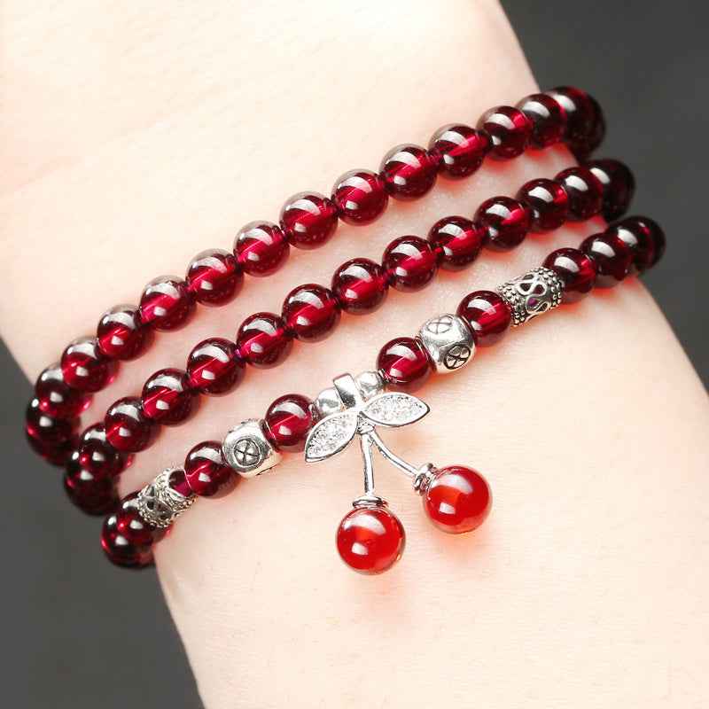 Natural Garnet Bracelet - Japanese/Korean Style Multi-Wrap Design (5 Styles)