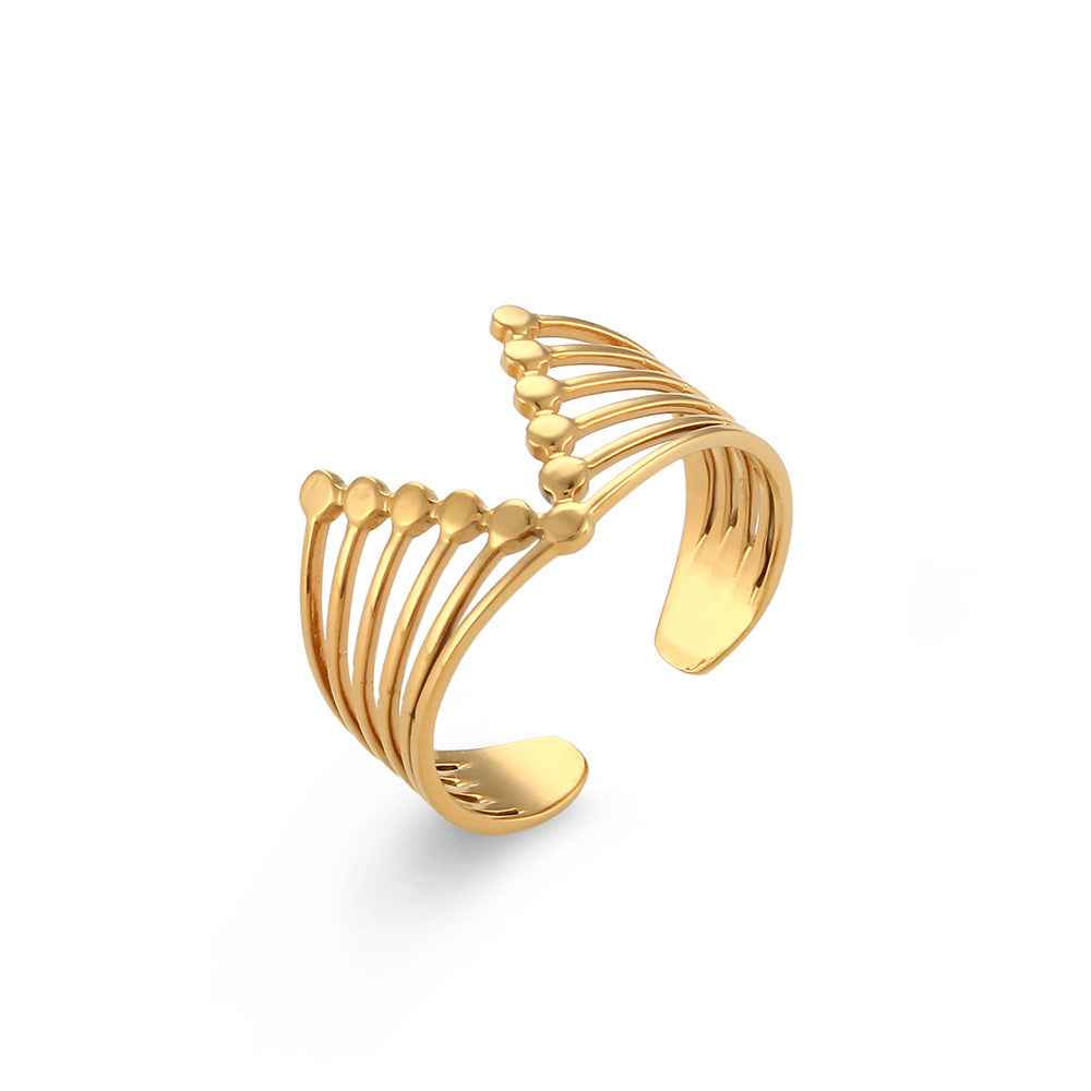 18K Gold Plated Adjustable Rings for Women - Trendy Stainless Steel Designs