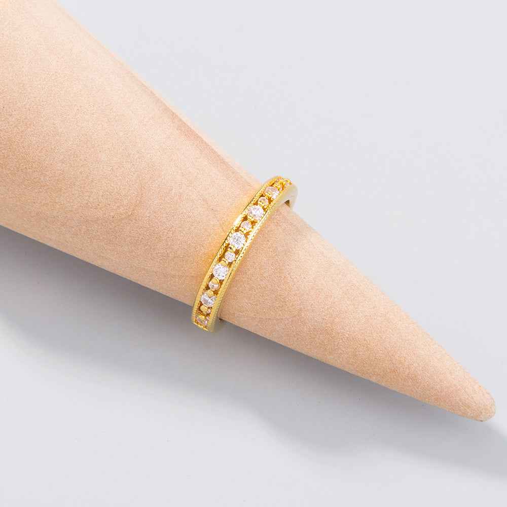 Minimalist Zircon Gold Ring – Adjustable Design, Cold Wind Bestseller, European & American Instagram Trend Jewelry