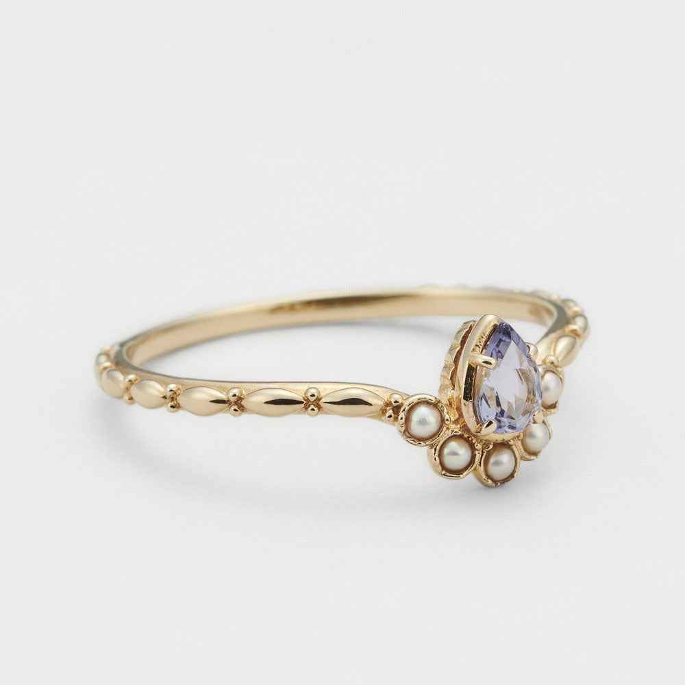 Sterling Silver Tanzanite Ring - Modern Geometric Design, S925 Everyday Jewelry (US Sizes 5–8)