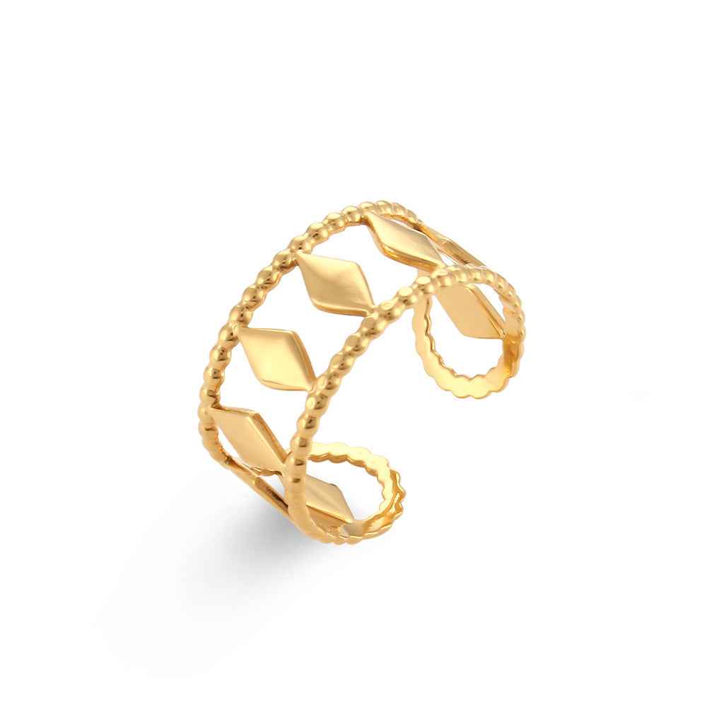 18K Gold Plated Adjustable Rings for Women - Trendy Stainless Steel Designs