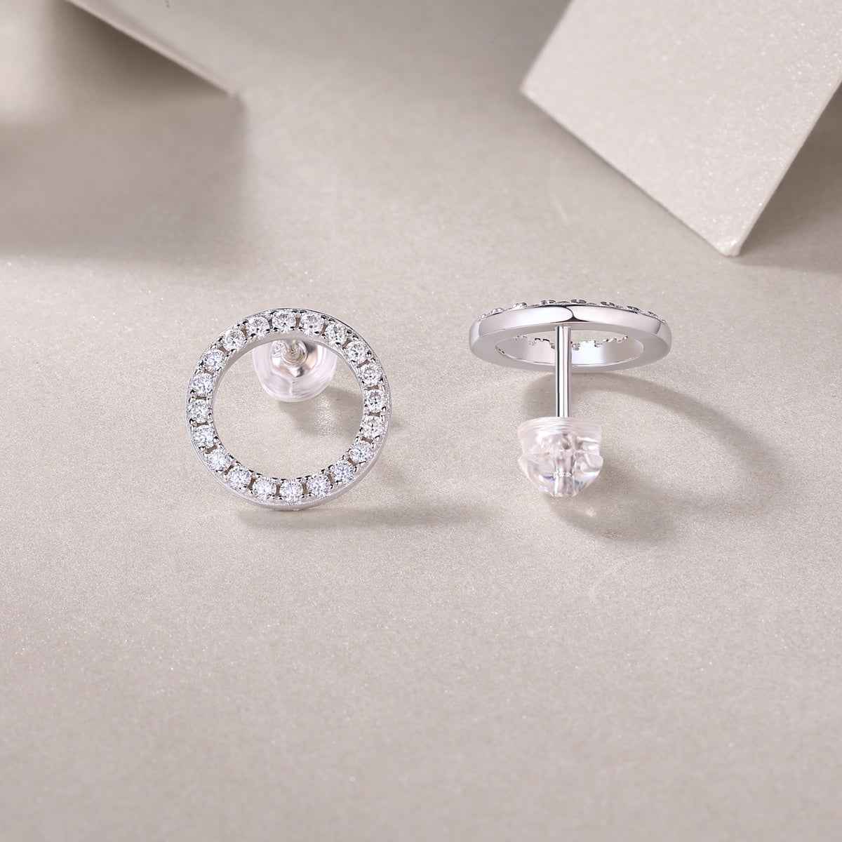 Moissanite Stud Earrings in Sterling Silver Setting - Luxury Diamond Alternative
