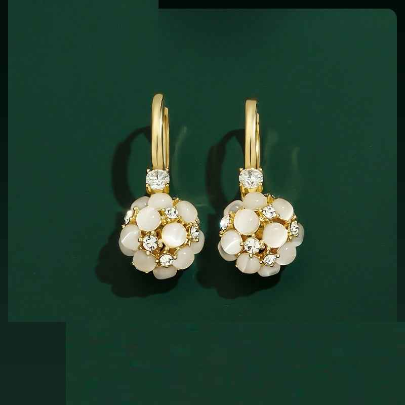 Opal Cluster Hoop Earrings for Elegant Style and Dazzling Shine