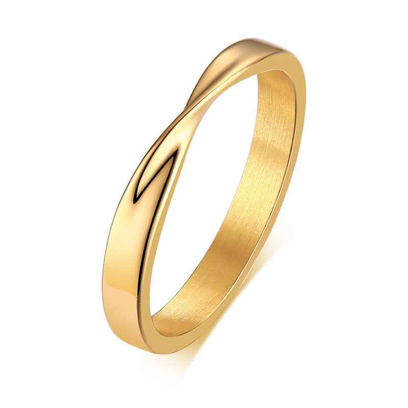 Mobius Strip Stainless Steel Ring - Gold & Steel Color Minimalist Men's OL Jewelry Infinity Band