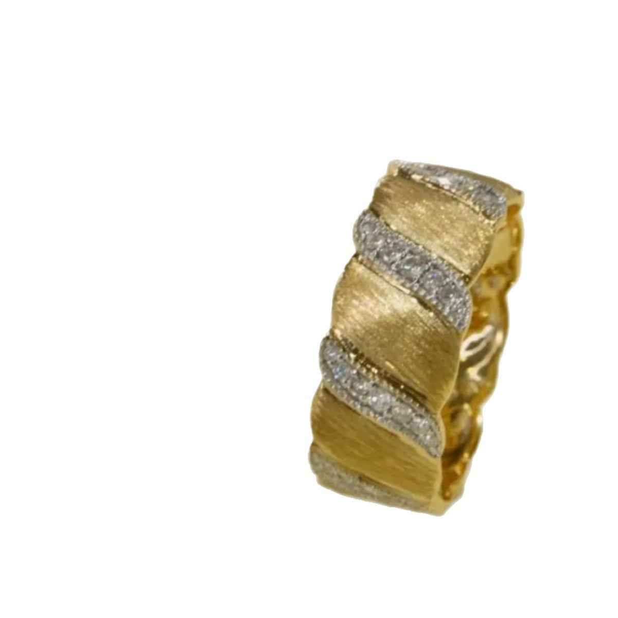 Brushed Gold Vintage Pinky Ring - Unisex S925 Sterling Silver Micro Inlay Affordable Luxury Statement