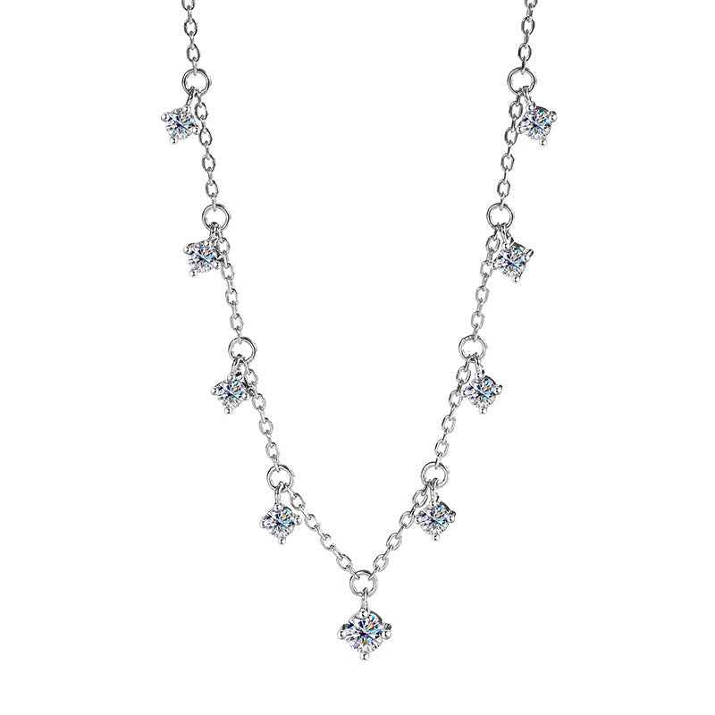 Sterling Silver Moissanite Necklace - 1.1 Carat Certified Adjustable Chain (S925)