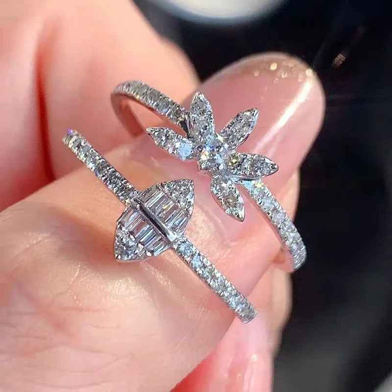 Three-Layer Zircon Ring - Elegant Geometric Design for Women | European & American Wedding Jewelry