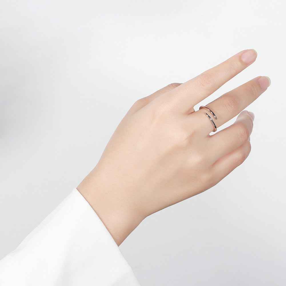 Adjustable Sterling Silver Circle Ring in 14K Gold, Rose Gold, or Silver Finish for Women