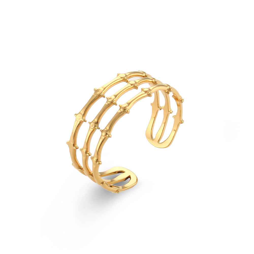18K Gold Plated Adjustable Rings for Women - Trendy Stainless Steel Designs