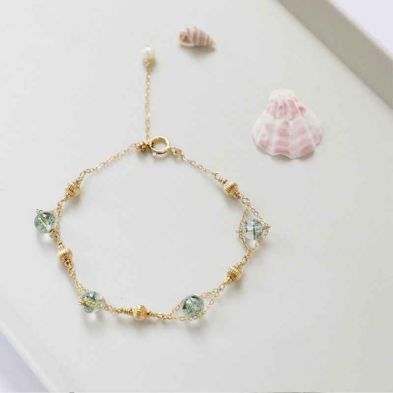 Lucky Leaf Natural Crystal Bracelet - Spiritual Semi-Precious Stone Design for Positive Energy (Multiple Variants)