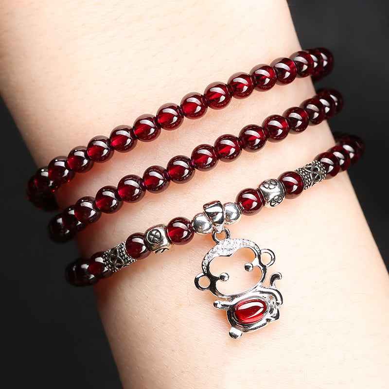 Natural Garnet Bracelet - Japanese/Korean Style Multi-Wrap Design (5 Styles)