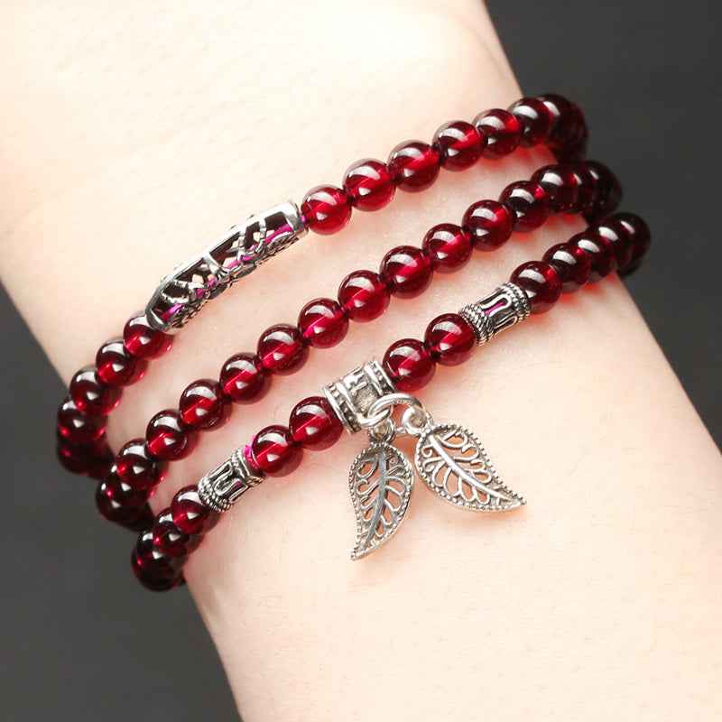 Natural Garnet Bracelet - Japanese/Korean Style Multi-Wrap Design (5 Styles)