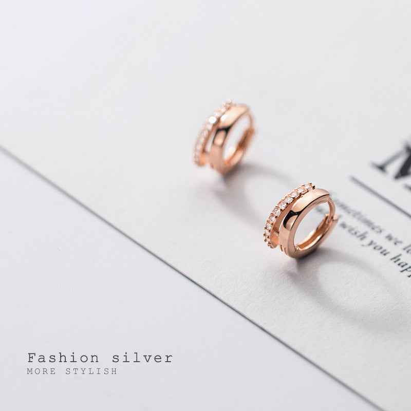 Modern S925 Sterling Silver Earrings – Elegant Rose Gold or Silver Finish for Everyday Wear