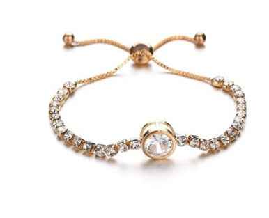 Minimalist Crystal Bracelet - Unisex Adjustable Design with Zircon Inlay in Heart and Circle Styles, Multiple Colors Available