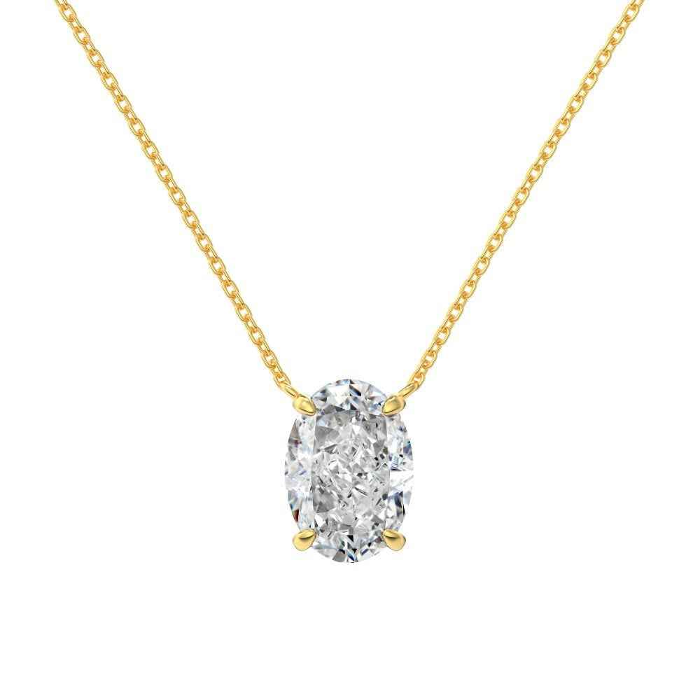 Oval Ice Flower Necklace - S925 Sterling Silver with Gold or Platinum Plating, Available in Two Pendant Sizes