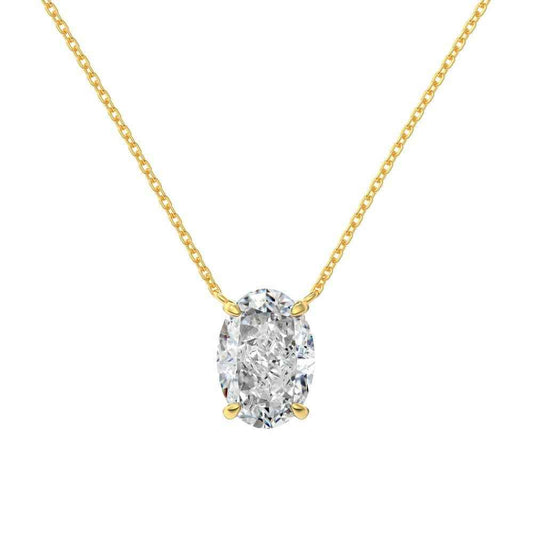 Oval Ice Flower Necklace - S925 Sterling Silver with Gold or Platinum Plating, Available in Two Pendant Sizes