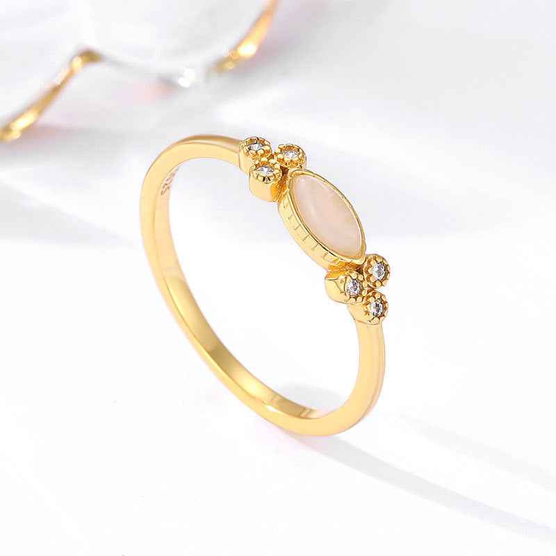 18k Gold Plated Marquise Ring in Sterling Silver for Elegant Style