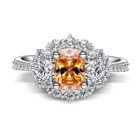 Moissanite Champagne Ring S925 Silver with 18K Gold Plating for Women