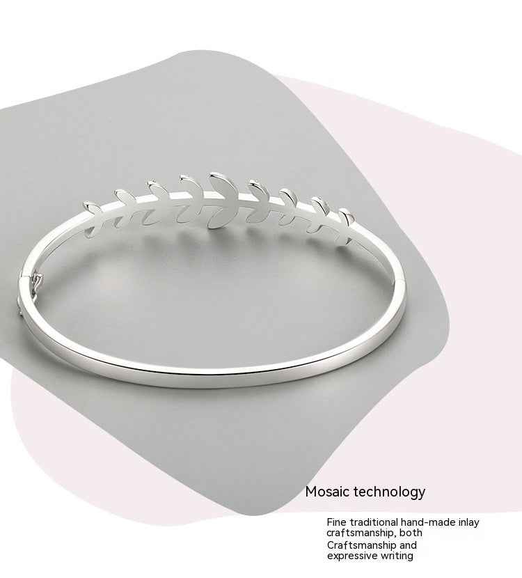 Leaf Open-Ended Bracelet – S925 Sterling Silver, Seiko Precision, Three Lengths