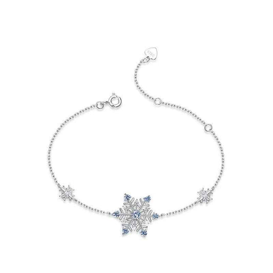 Snowflake Christmas Bracelet | 925 Sterling Silver & Gold-Plated Gem Inlay | Perfect Winter Holiday Gift