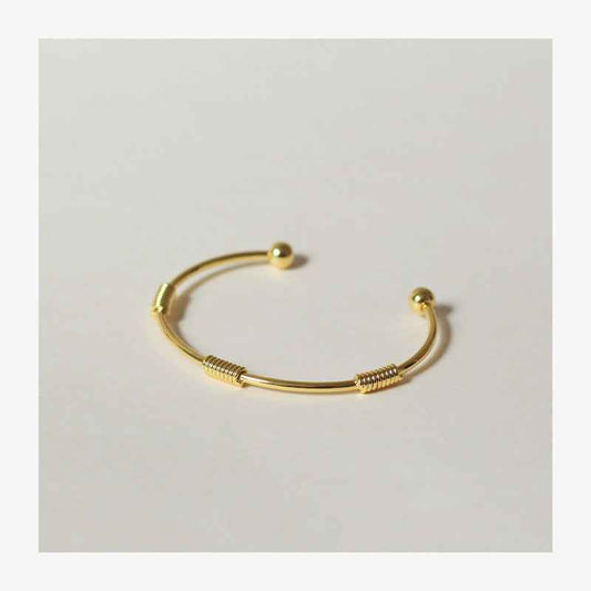 Minimalist Gold Cuff Bracelet - 18K Real Gold Plated, Adjustable Open Design